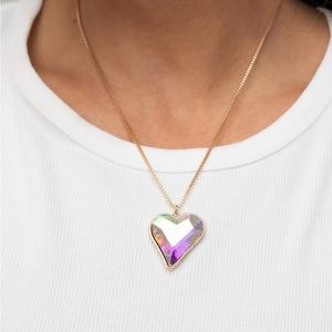 Iridescent necklace with matching earrings.